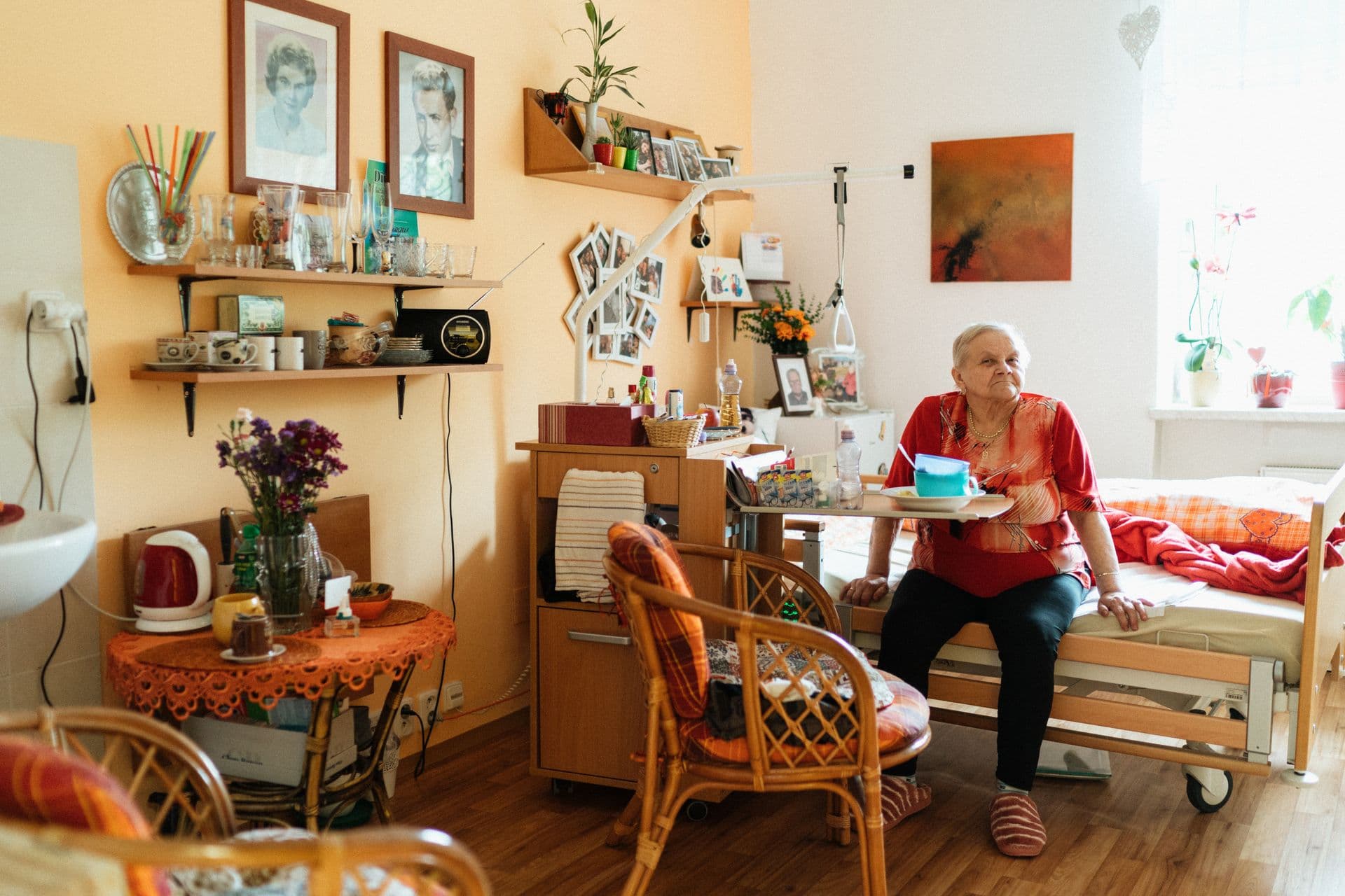 A resident in her personalized room